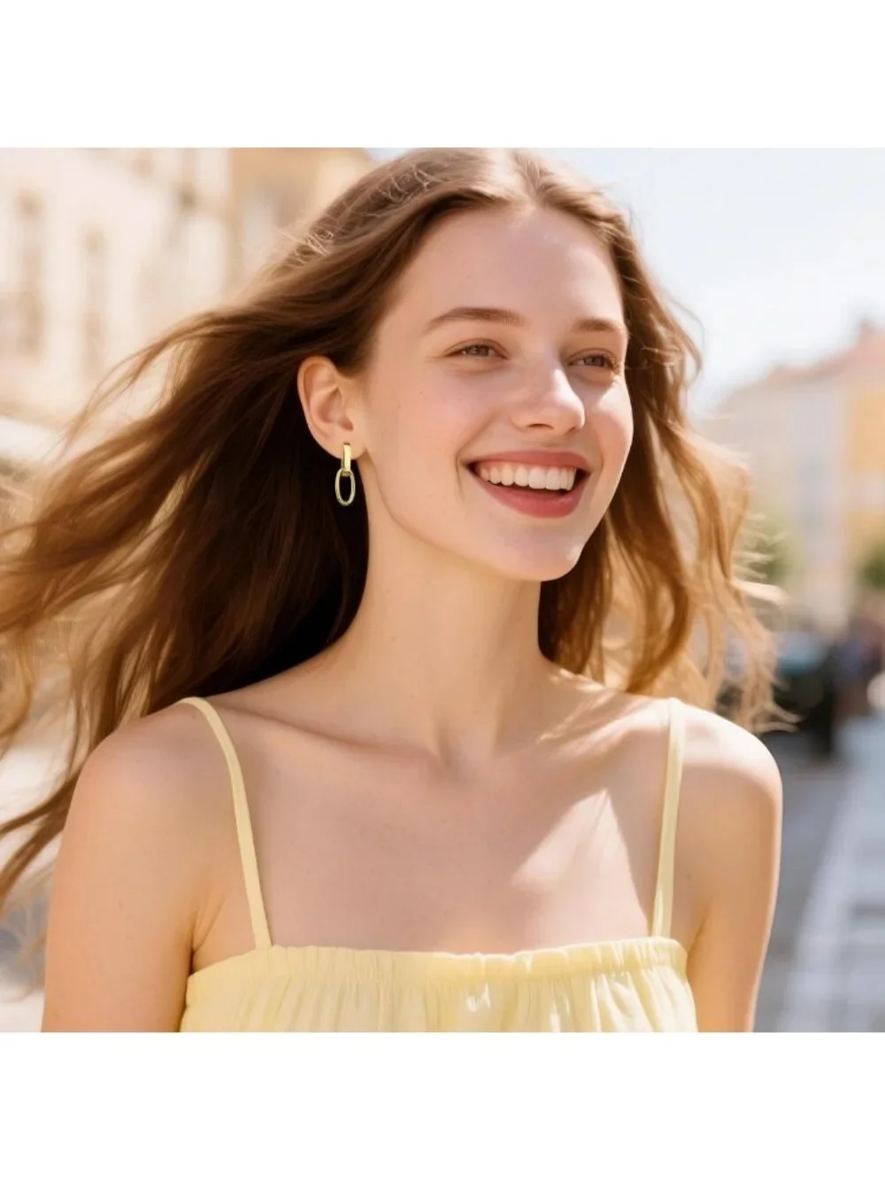 Chic Silver Double Hoop Dangle Earrings for Women | Trendy Paperclip Link Design